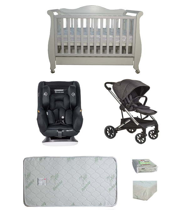 Babyworth Imperial Sleigh Cot With Drawer+Maxi Cosi Vita Car Seat+Luxi Pram Package - Babyworth