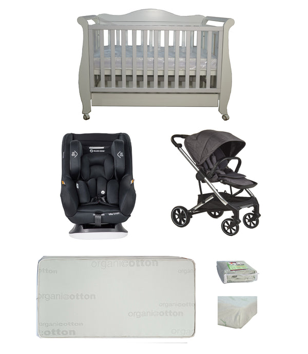 Babyworth Imperial Sleigh Cot With Drawer+Maxi Cosi Vita Car Seat+Luxi Pram Package - Babyworth