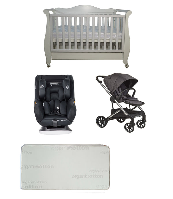 Babyworth Imperial Sleigh Cot With Drawer+Maxi Cosi Vita Car Seat+Luxi Pram Package - Babyworth