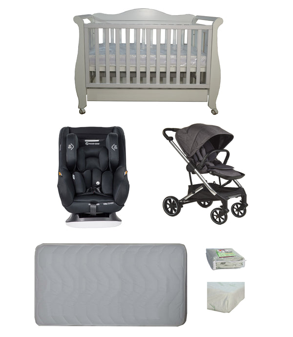 Babyworth Imperial Sleigh Cot With Drawer+Maxi Cosi Vita Car Seat+Luxi Pram Package - Babyworth