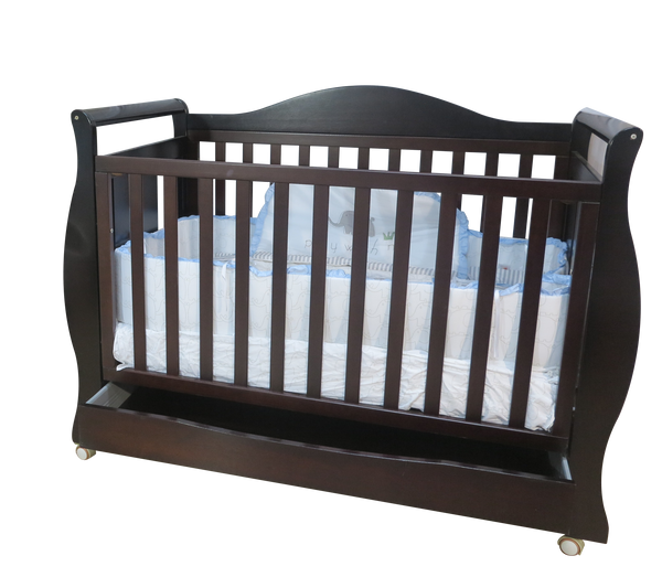 Babyworth Royal Sleigh Cot  with Drawer and Mattress - Babyworth