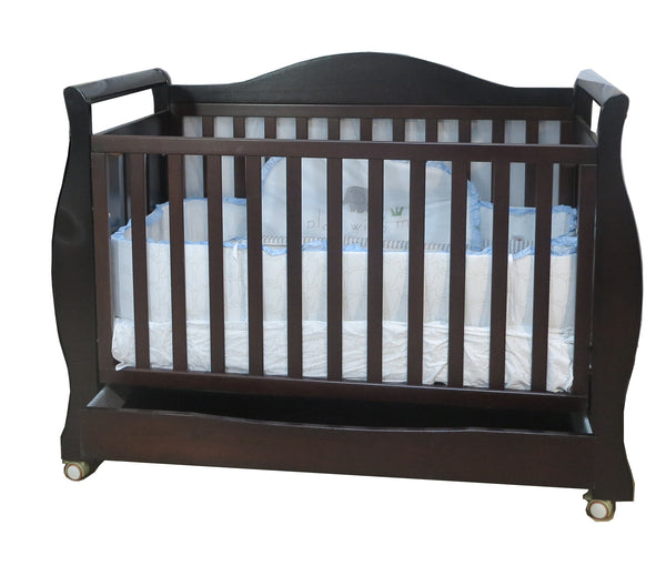 Babyworth Royal Sleigh Cot  with Drawer and Mattress - Babyworth