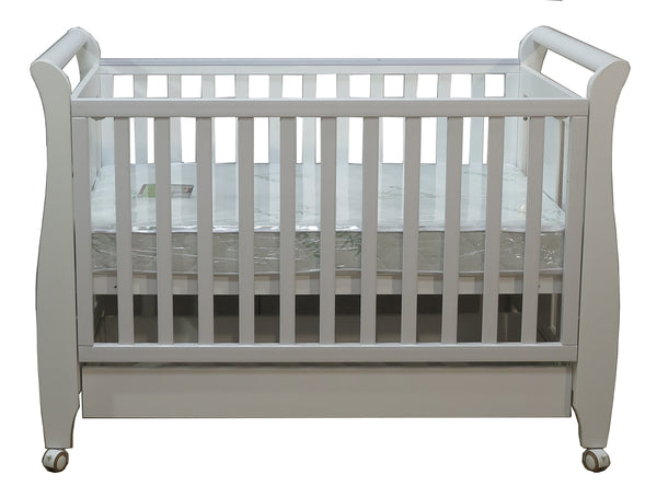 Babyworth  B4+DR Urban Sleigh Cot with Drawer & Mattress - Babyworth