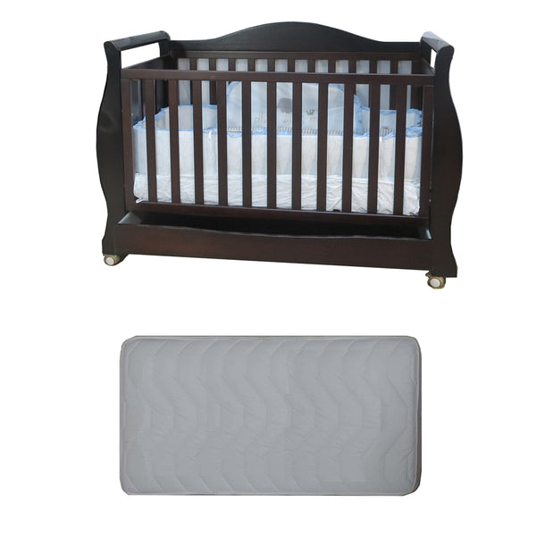 Babyworth Royal Sleigh Cot  with Drawer and Mattress - Babyworth