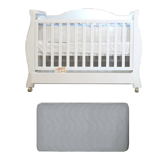 Babyworth Royal Sleigh Cot  with Drawer and Mattress - Babyworth