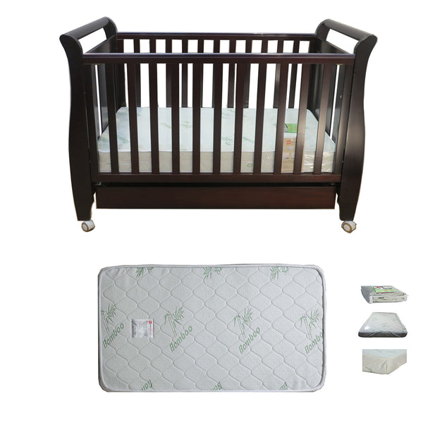 Babyworth Urban Sleigh Cot with Drawer & Mattress - Babyworth
