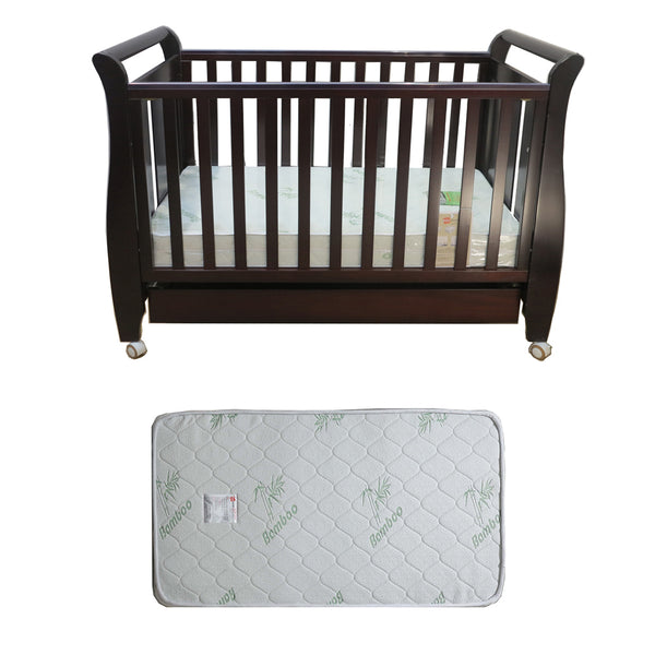 Babyworth Urban Sleigh Cot with Drawer & Mattress - Babyworth