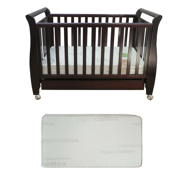 Babyworth Urban Sleigh Cot with Drawer & Mattress - Babyworth