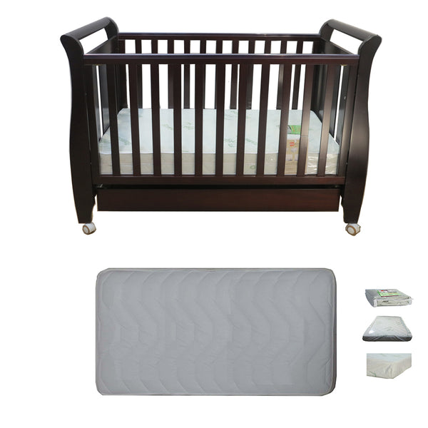 Babyworth Urban Sleigh Cot with Drawer & Mattress - Babyworth
