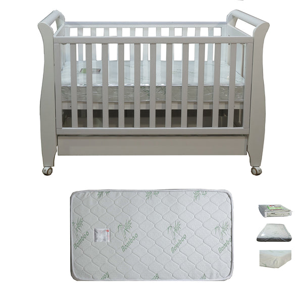 Babyworth Urban Sleigh Cot with Drawer & Mattress - Babyworth