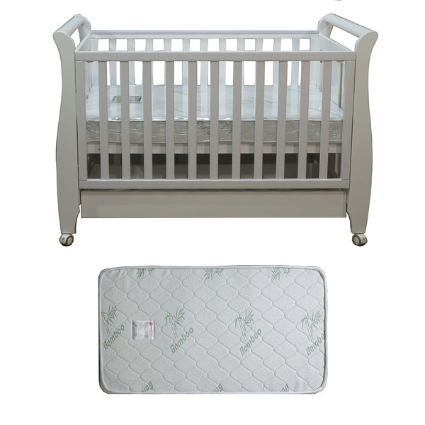 Babyworth Urban Sleigh Cot with Drawer & Mattress - Babyworth