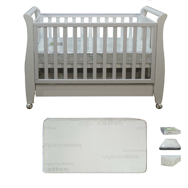 Babyworth Urban Sleigh Cot with Drawer & Mattress - Babyworth