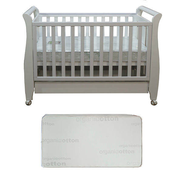 Babyworth Urban Sleigh Cot with Drawer & Mattress - Babyworth