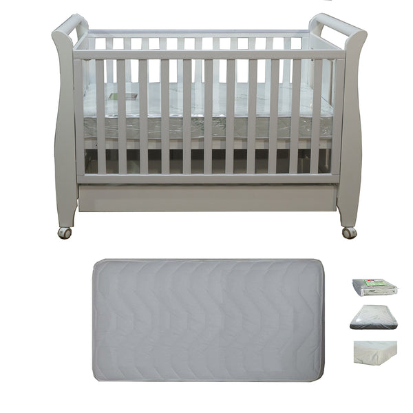 Babyworth Urban Sleigh Cot with Drawer & Mattress - Babyworth