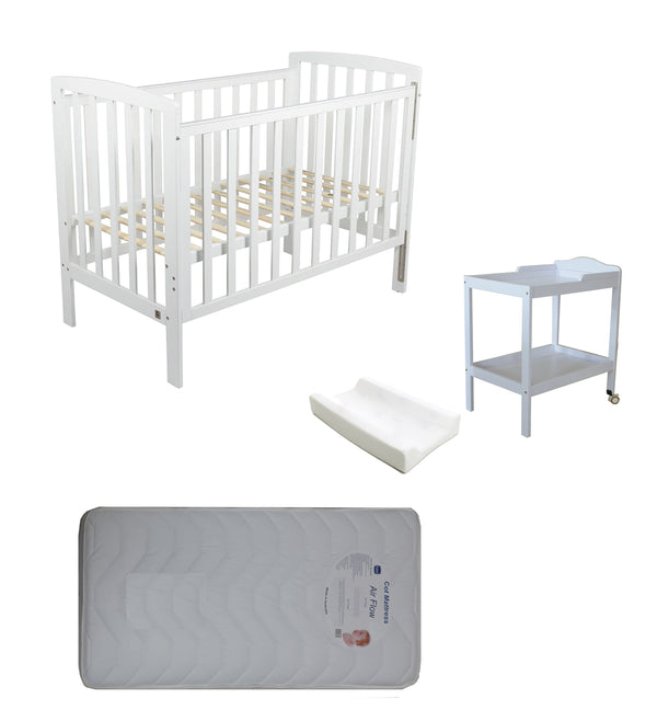 Childcare  Bristol Cot +Mattress Package White - Babyworth