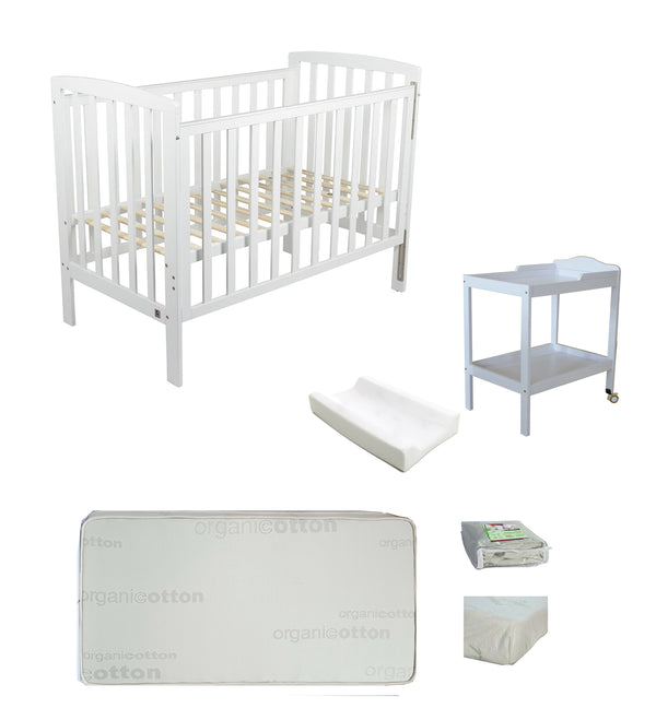 Childcare  Bristol Cot With Mattress and Change Table with Pad Package - Babyworth