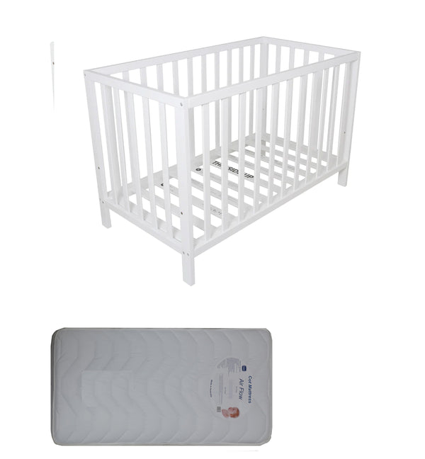 Childcare Cot +Mattress Package White - Babyworth