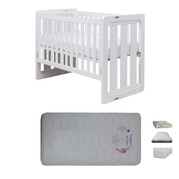 Grotime  Rollover Trend Cot White Baby Bed with Mattress - Babyworth