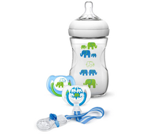 Philips Avent National Elephant Design Baby Feeding Bottle 260ml 1m+ Gift Set - Babyworth