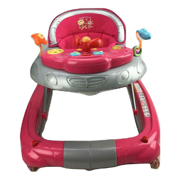 Baby Fuchsia Pink Car 2-in-1 Baby Walker & Rocker - Babyworth