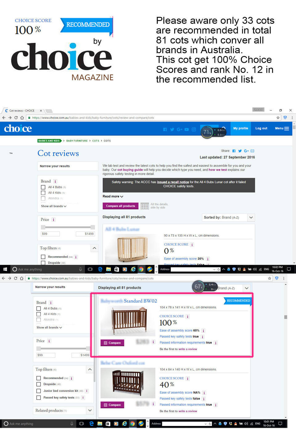 Main points of Australian Safety Standard for cots Babyworth