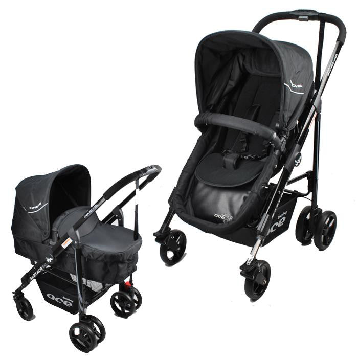 Innova single pram in black, folded size suitable for a car boot