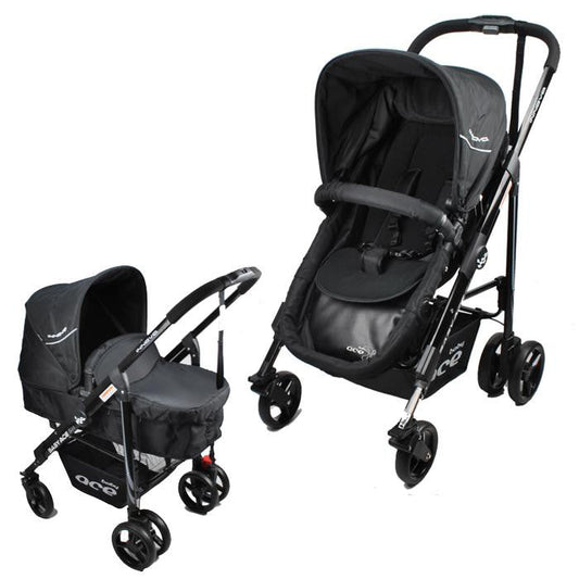 Innova single pram in black, folded size suitable for a car boot