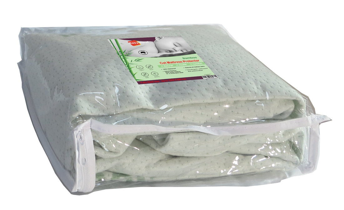 Babyworth bamboo waterproof cot mattress protector, fitted style