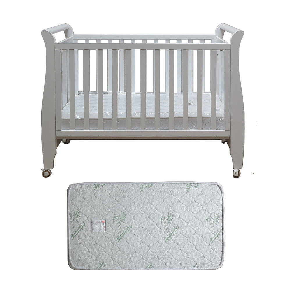 Babyworth Urban Sleigh Cot Optioned With Mattress - Babyworth