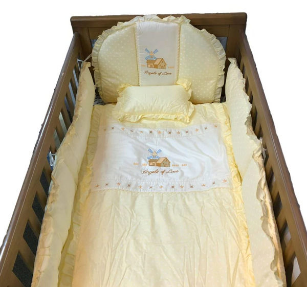 Babyworth Cot Bedding Set With Blanket & Sheets & Bumper & Pillar Color Cream