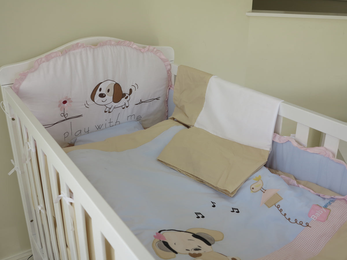 Babyworth  Cot Bedding Set With Blanket & Sheets & Bumper & Pillar Blue - Babyworth