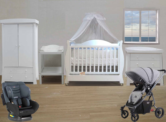 Valco Baby Pram Mother's Choice Car Seat Sleigh Cot Change Table Chest Robe Toy Box Package Deal - Babyworth