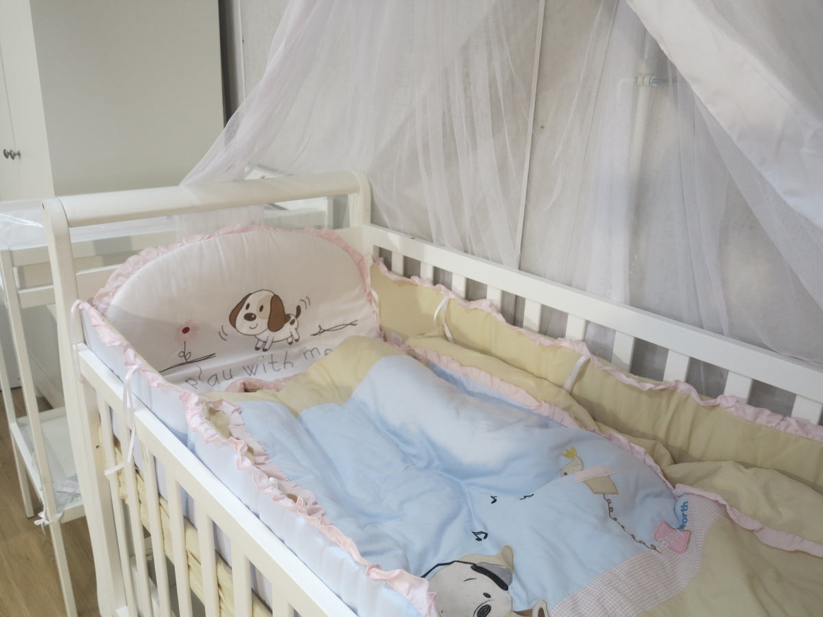 Babyworth  Cot Bedding Set With Blanket & Sheets & Bumper & Pillar Blue - Babyworth