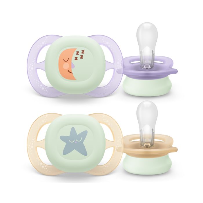Philips Avent Ultra Start Nighttime Soother Glow, 0-2 months, 2-pack