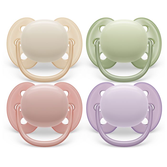 Philips Avent Ultra Soft Soother, 0-6 months, Plain colours, 2-pack,  Mixed