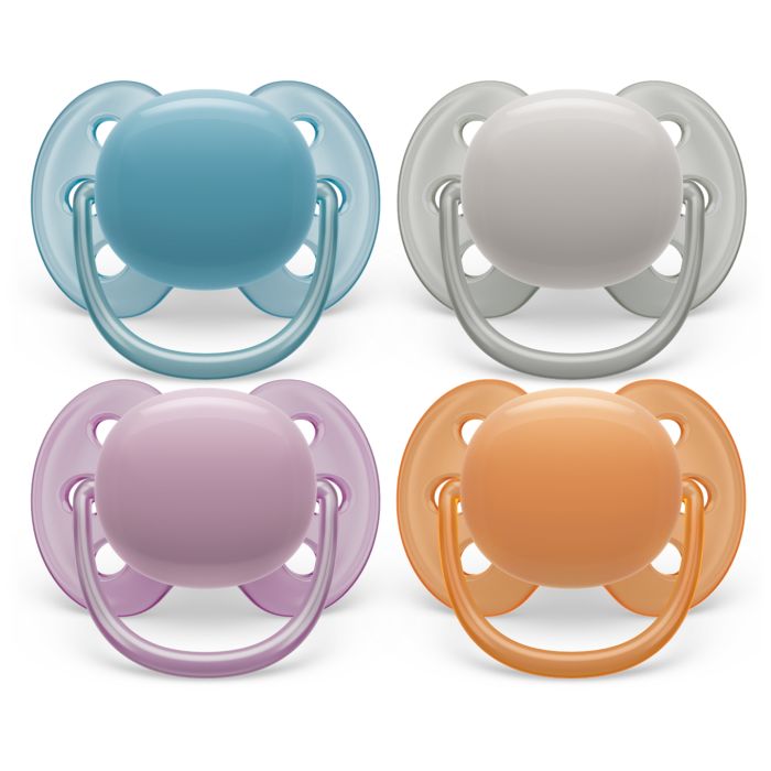 Philips Avent Ultra Soft Soother, 6-18 months, Plain colours, 2-pack,  Mixed