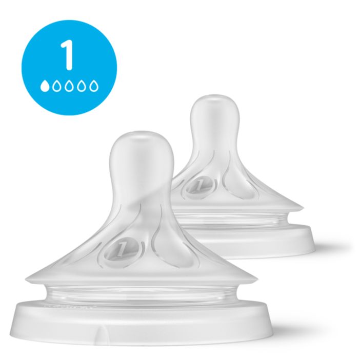 Philips Avent Natural Response Teats, 0 month, Flow 1, 2-pack  Clear