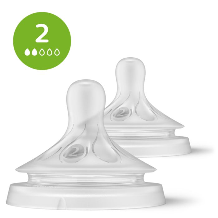 Philips Avent Natural Response Teats, 0 month+, Flow 2, 2-pack  Clear