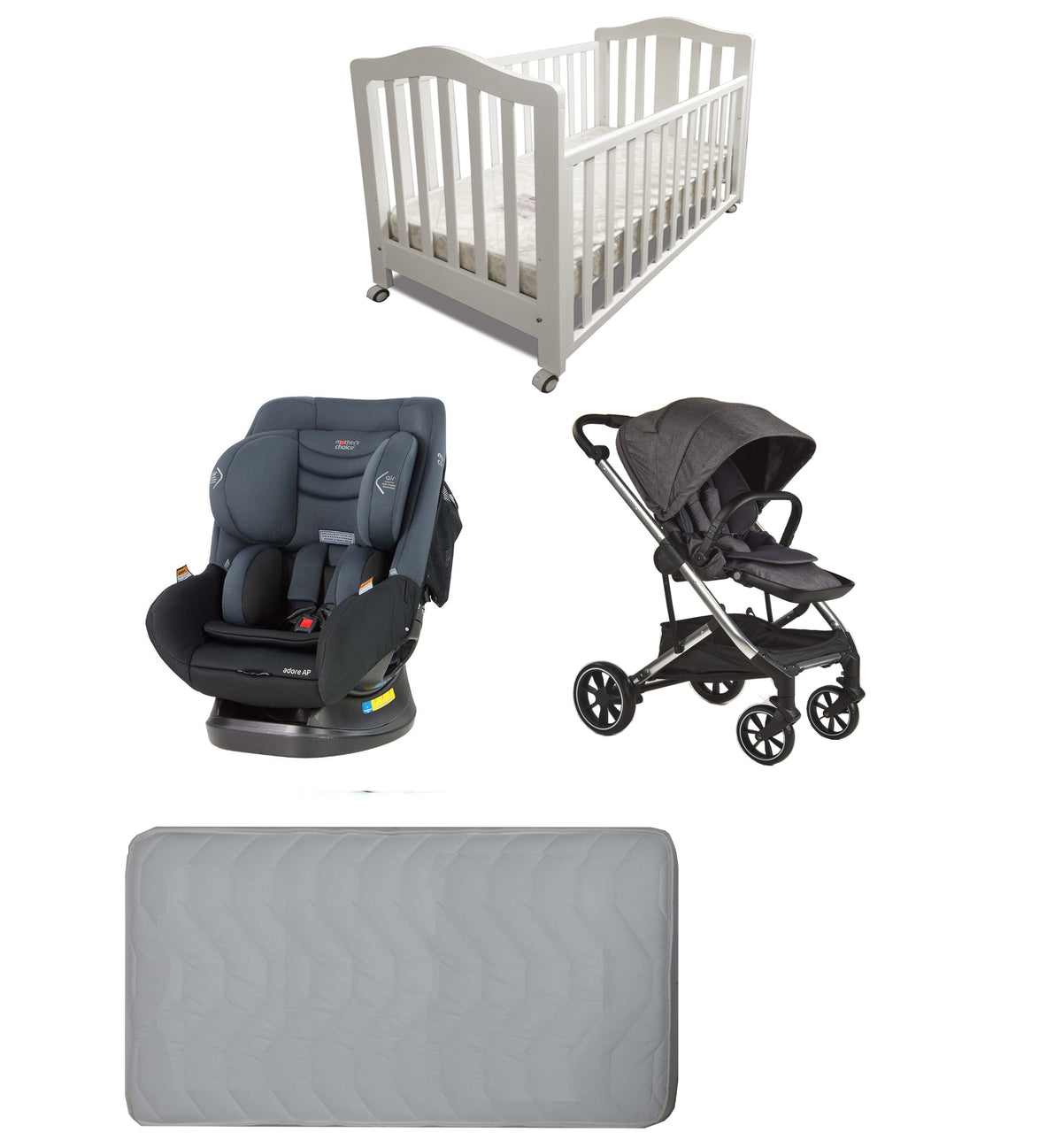 Babyworth Classic Cot+Luxi Pram+Mother's Choice Adore Car Seat+Mattress Package - Babyworth