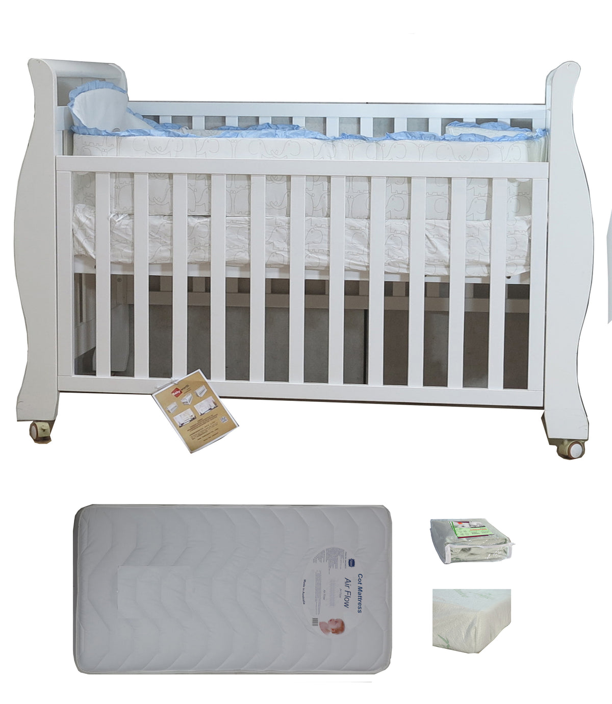 Babyworth Sleigh Cot  with Mattress - Babyworth