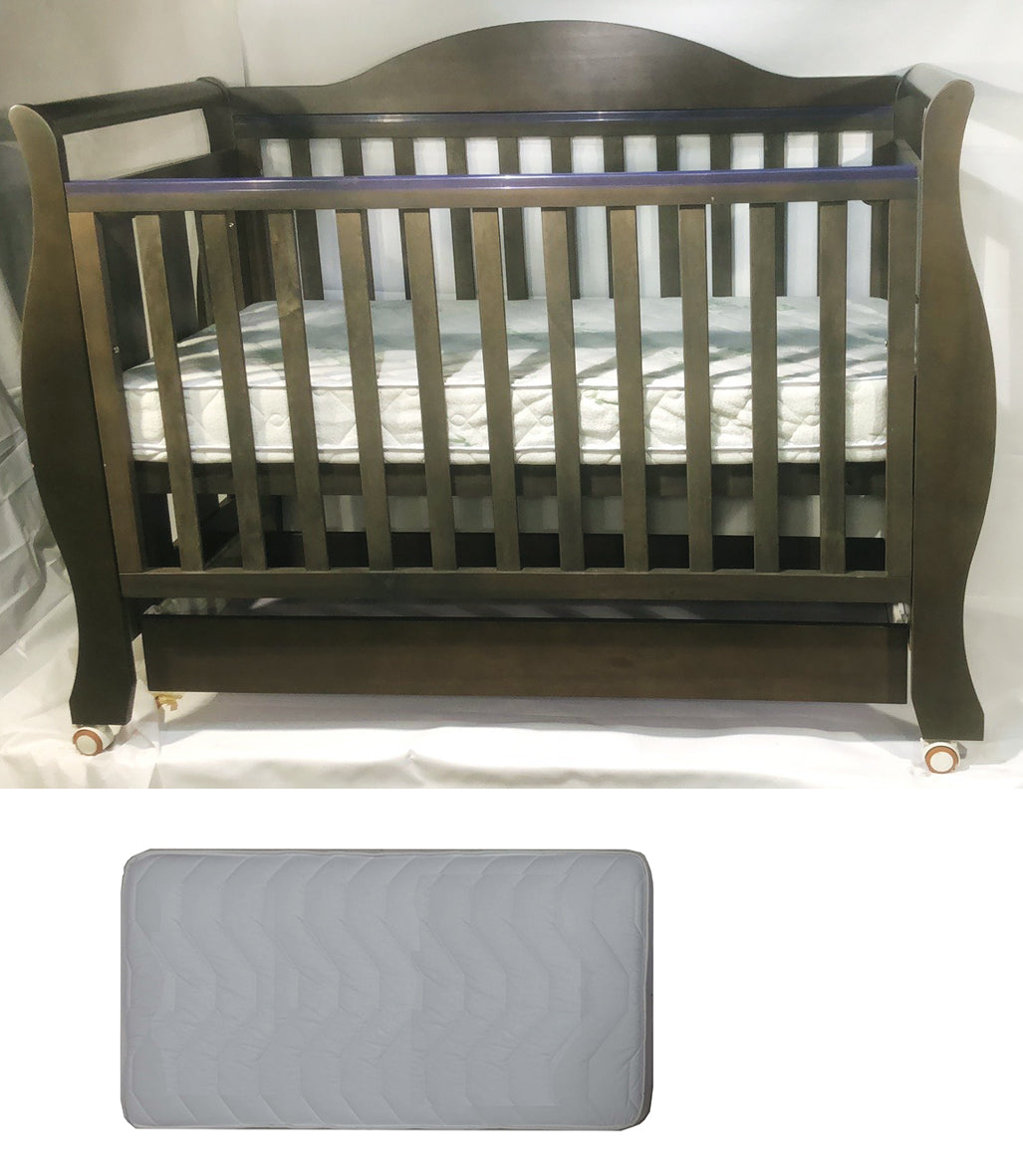 Babyworth Royal Sleigh Cot  with Drawer and Mattress - Babyworth