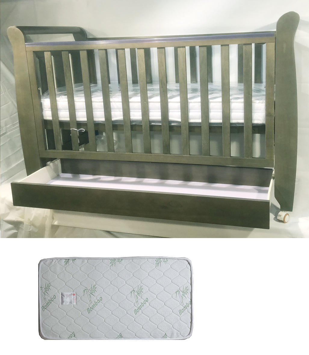 Babyworth Urban Sleigh Cot with Drawer & Mattress - Babyworth