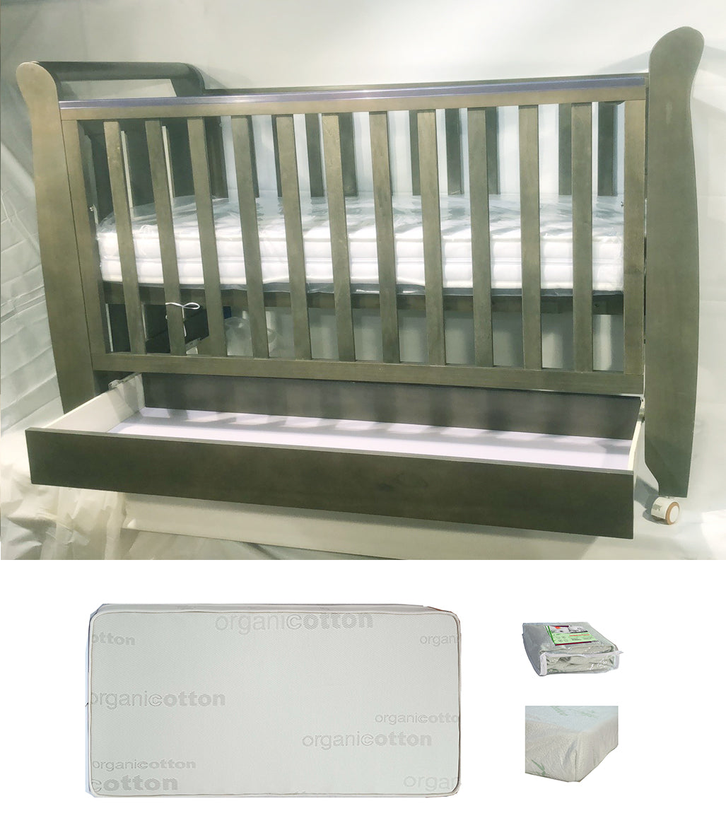 Babyworth Urban Sleigh Cot with Drawer & Mattress - Babyworth