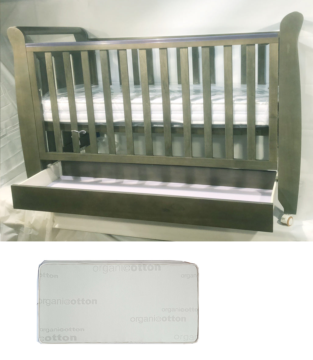 Babyworth Urban Sleigh Cot with Drawer & Mattress - Babyworth