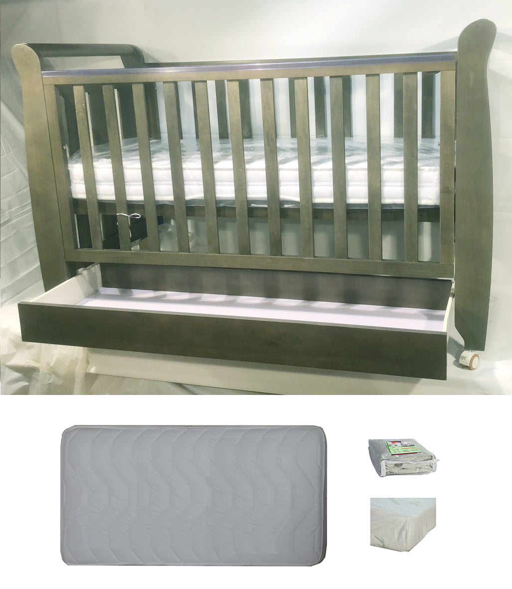Babyworth Urban Sleigh Cot with Drawer & Mattress - Babyworth