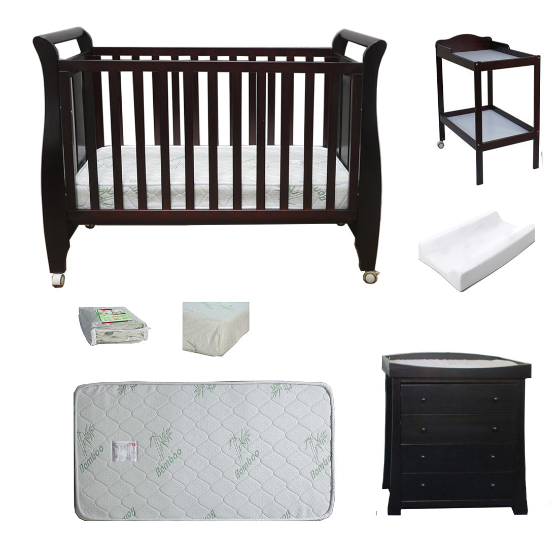 Babyworth Urban Sleigh Cot+Change Table+Chest With Changing Top Option With Mattress - Babyworth