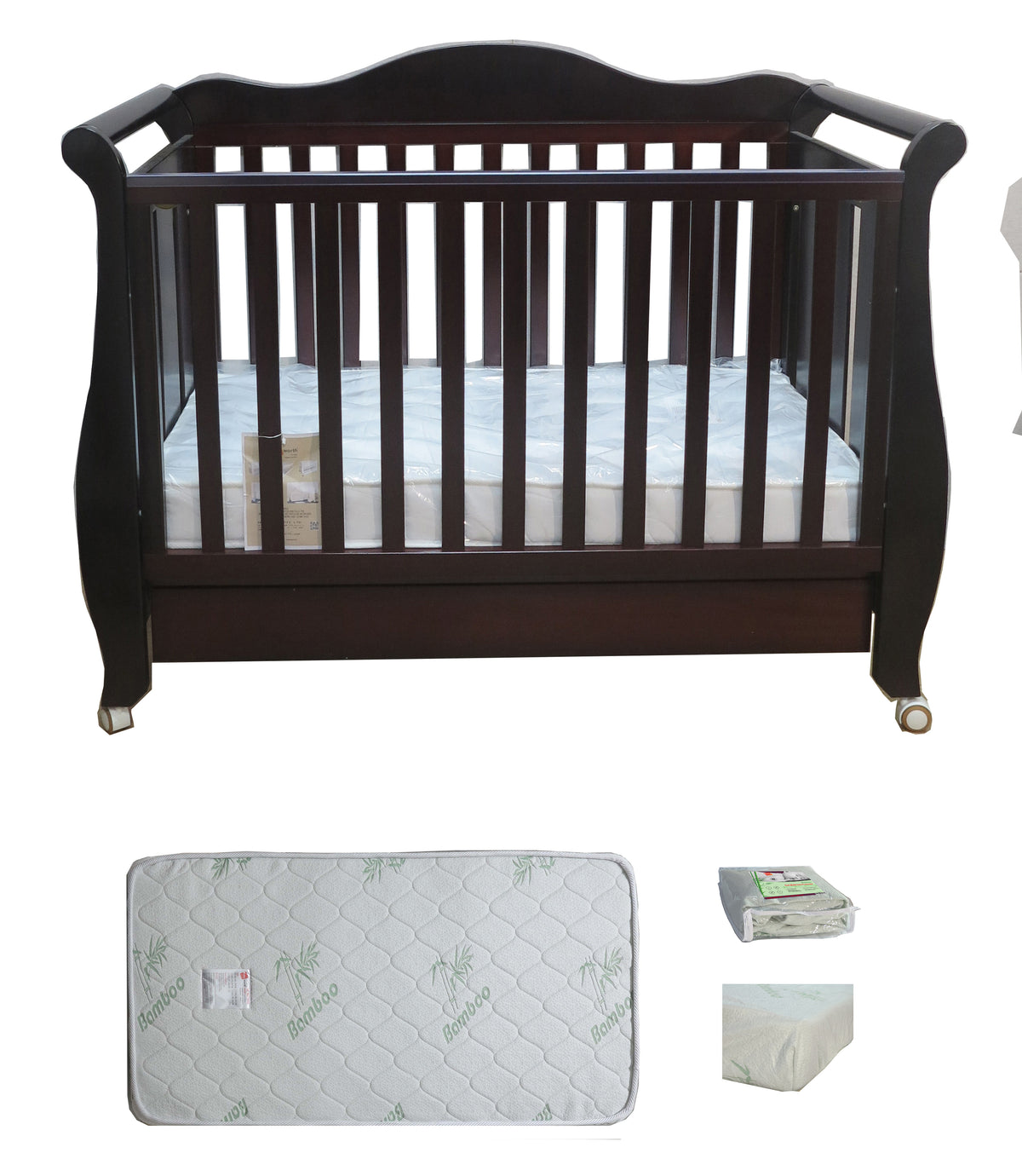 Babyworth  Imperial Sleigh Cot With Mattress - Babyworth