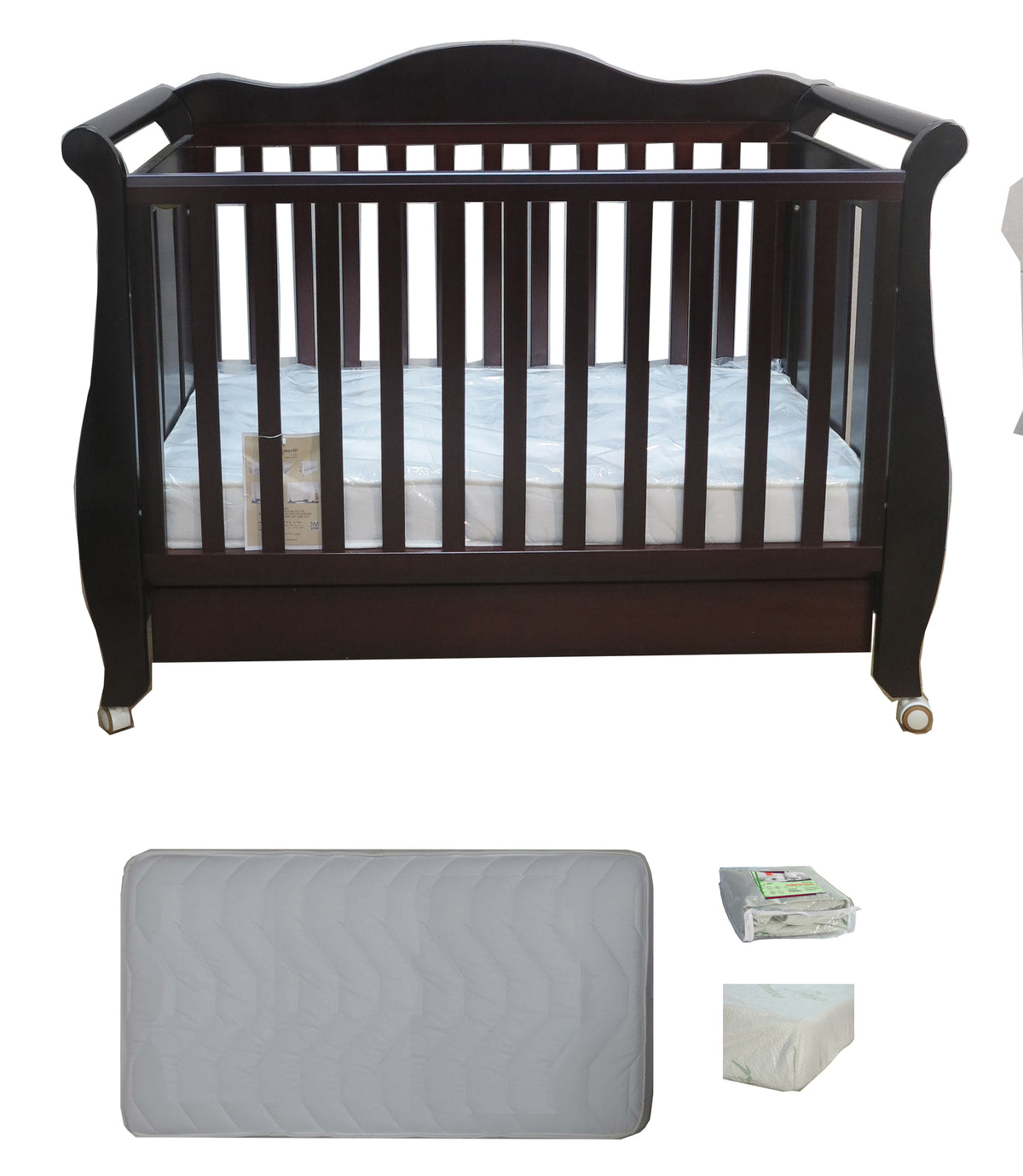 Babyworth  Imperial Sleigh Cot With Mattress - Babyworth