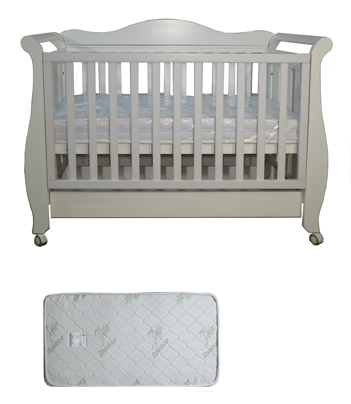Babyworth  Imperial Sleigh Cot With Drawer And Mattress - Babyworth