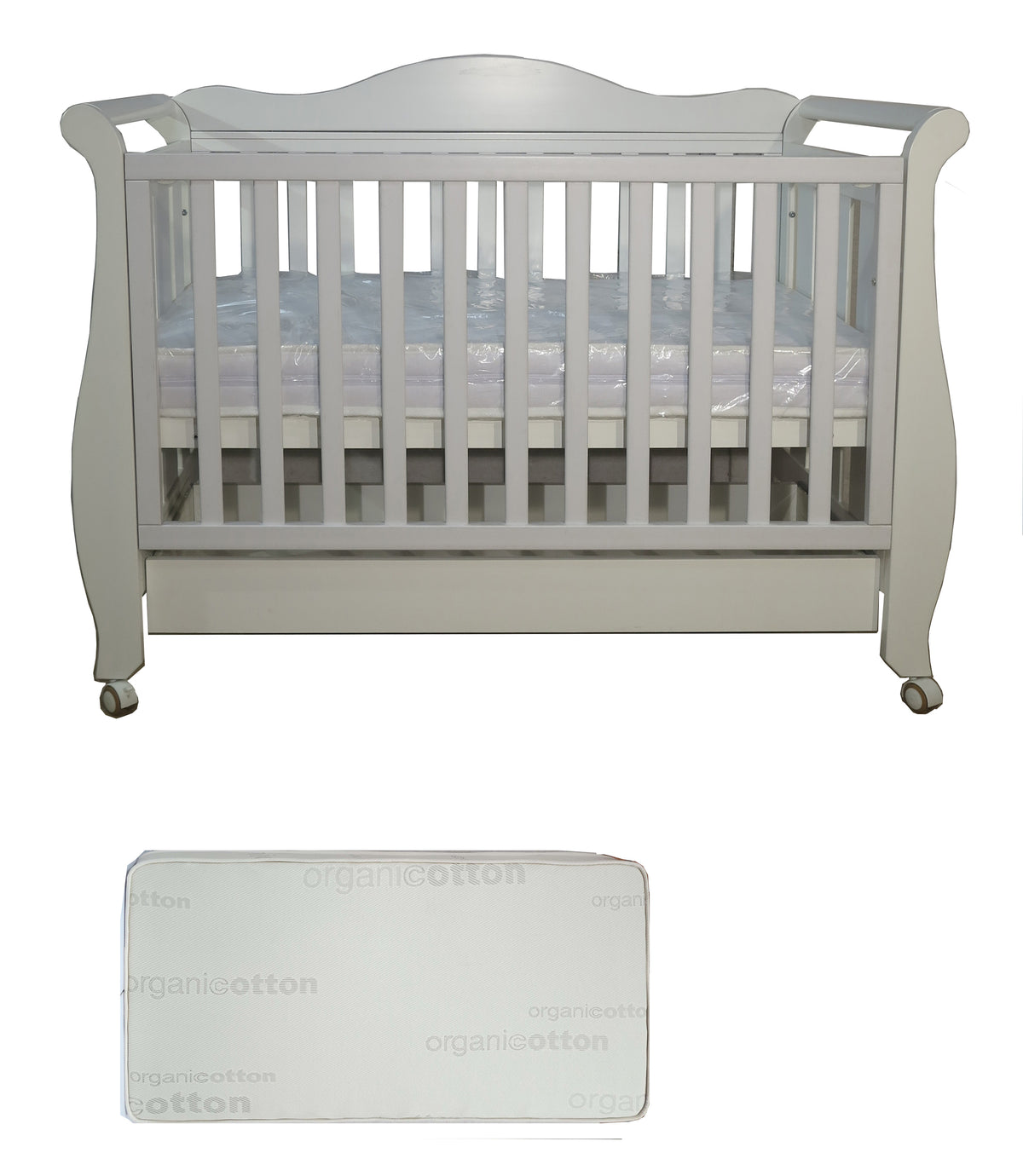 Babyworth  Imperial Sleigh Cot With Drawer And Mattress - Babyworth
